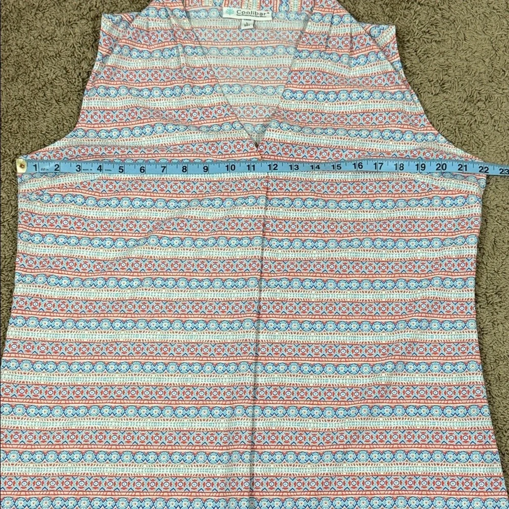 Coolibar Sleeveless Blouse - Red and Blue Stripes SKU1129 - Picture 4 of 6